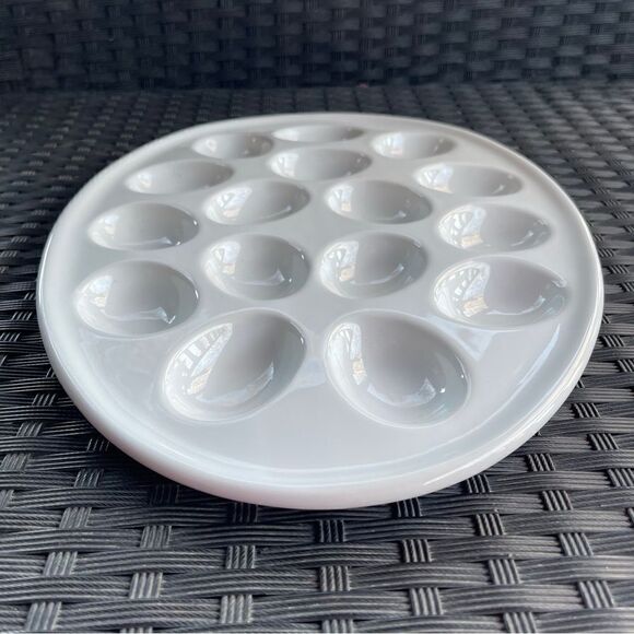 Target Home White Egg Shaped Ceramic Deviled Egg Serving Platter Plate - Picture 9 of 16